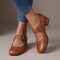 Women's Soft Leather Block-Heel Mary Janes in Khaki
