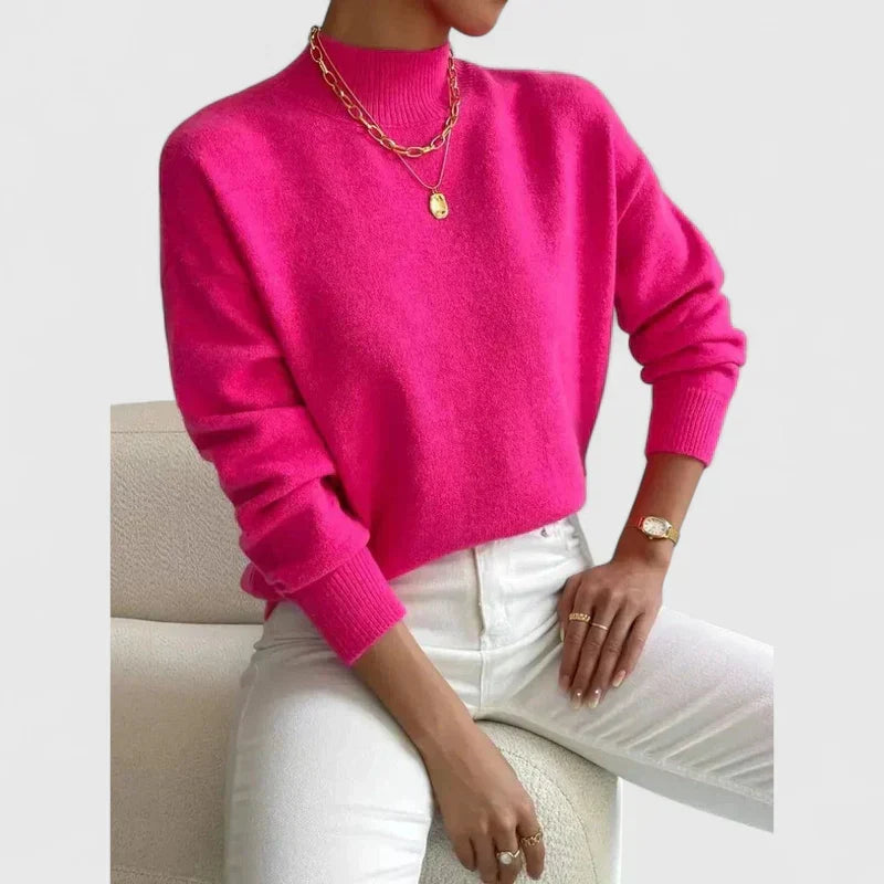 Women's Pink Knit Sweater in Rose Pink