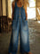 Women's Vintage-Wash Denim Jumpsuit in Blue