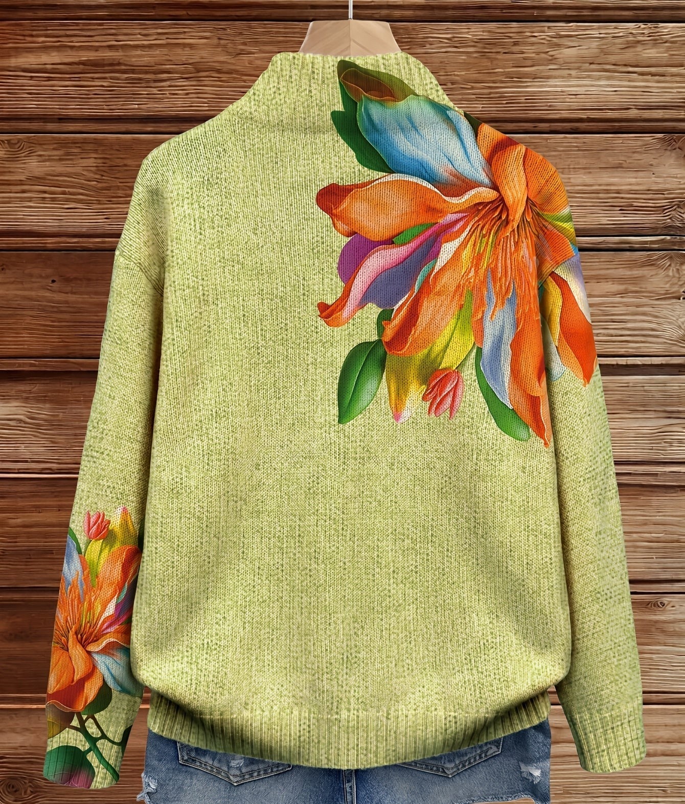Women's Tropical Floral Zip Cardigan, photo 2