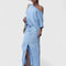 Women's Elegant Maxi Skirt Set in Blue