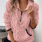Pink Fuzzy Half-Zip Sweatshirt with Pockets