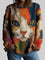 Women's Artistic Cat Top in Multicolor
