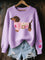 Women's Dachshund-Pattern Knit Sweater in Purple