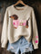 Women's Dachshund-Pattern Knit Sweater in Beige