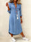 Women's Casual Denim Shirt Dress in Light Blue