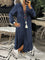 Women's Casual Denim Shirt Dress in Navy Blue