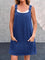 Iris Casual Denim Strap Dress in Navy Blue