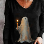 Women's Ghost Candle V-Neck Tee, photo 2