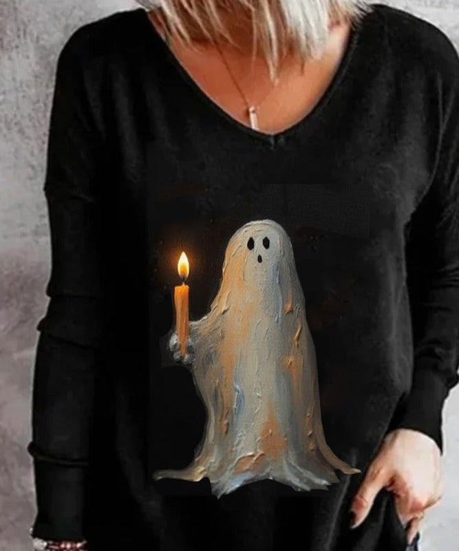 Women's Ghost Candle V-Neck Tee, photo 2