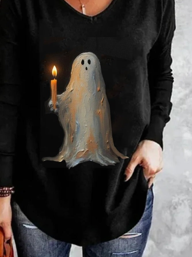 Women's Ghost Candle V-Neck Tee, photo 3