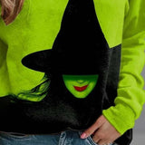 Women's Green Witch Color-Block Sweatshirt, photo 2