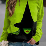 Women's Green Witch Color-Block Sweatshirt