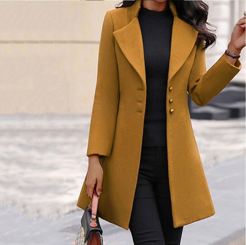 Women's Fabric Coat in Yellow