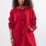 Women's Oversized Water-Repellent Windbreaker in Cherry Red
