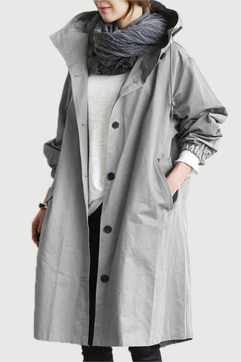 Women's Oversized Water-Repellent Windbreaker in Ice Gray