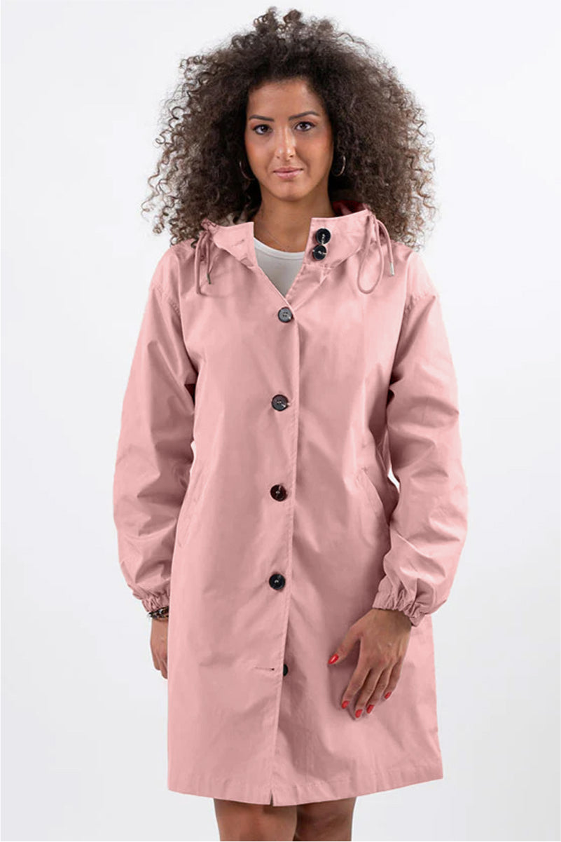 Women's Oversized Water-Repellent Windbreaker in Pastel Pink