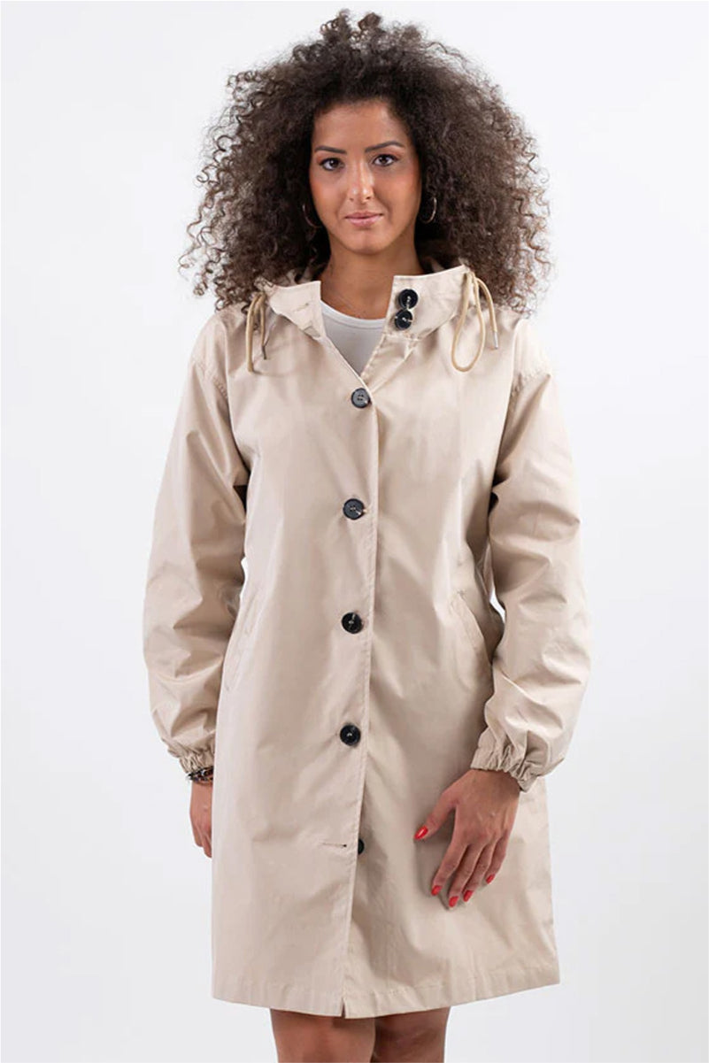 Women's Oversized Water-Repellent Windbreaker in Beige