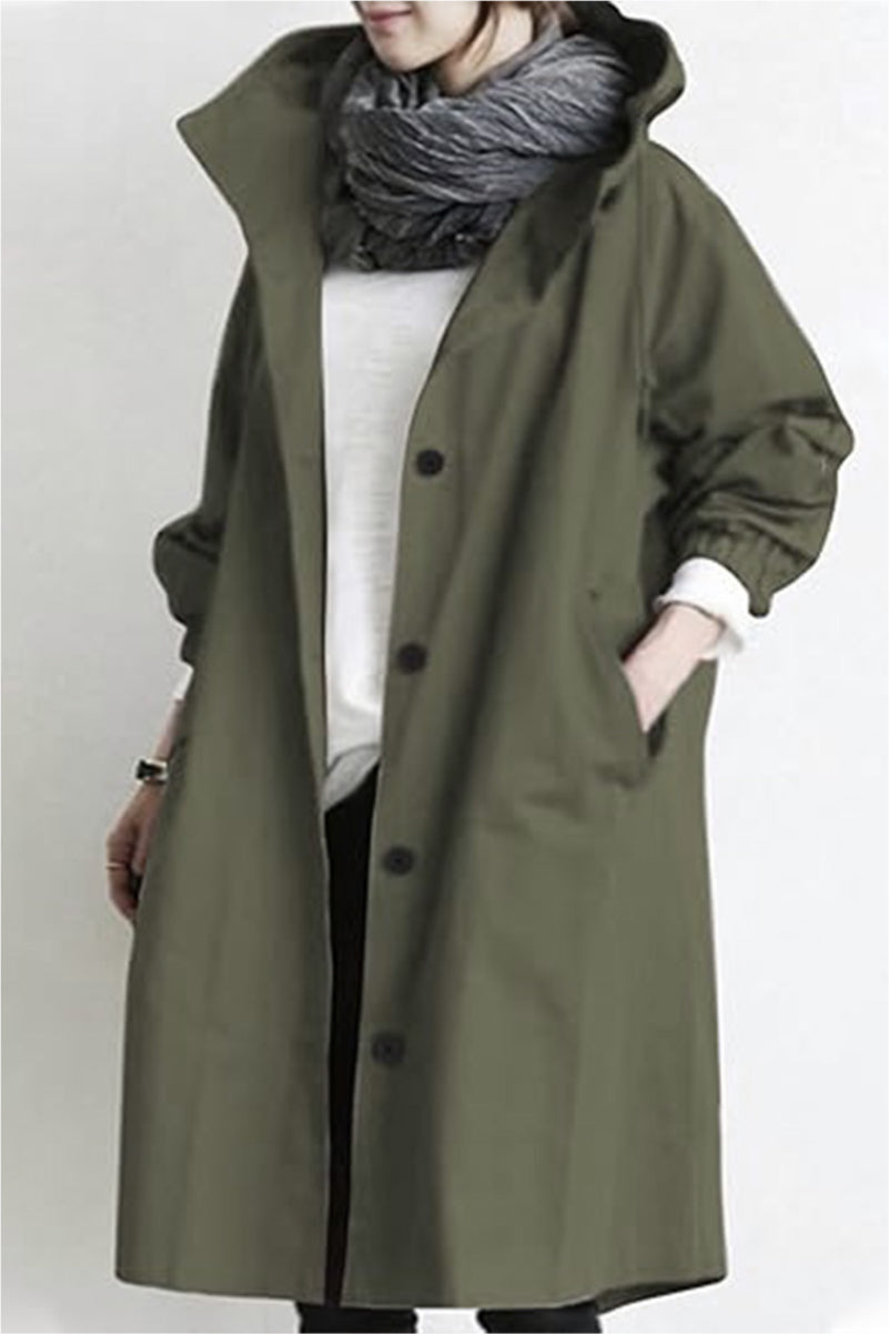 Women's Oversized Water-Repellent Windbreaker in Army Green