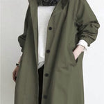 Women's Oversized Water-Repellent Windbreaker in Army Green