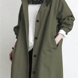 Women's Oversized Water-Repellent Windbreaker in Army Green