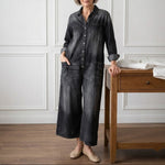 Women's Cotton Denim Jumpsuit in Black