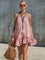 Women's Sleeveless Striped Mini Dress in Red