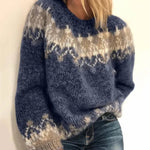 Samantha Classic Icelandic Knit Sweaters in Blue