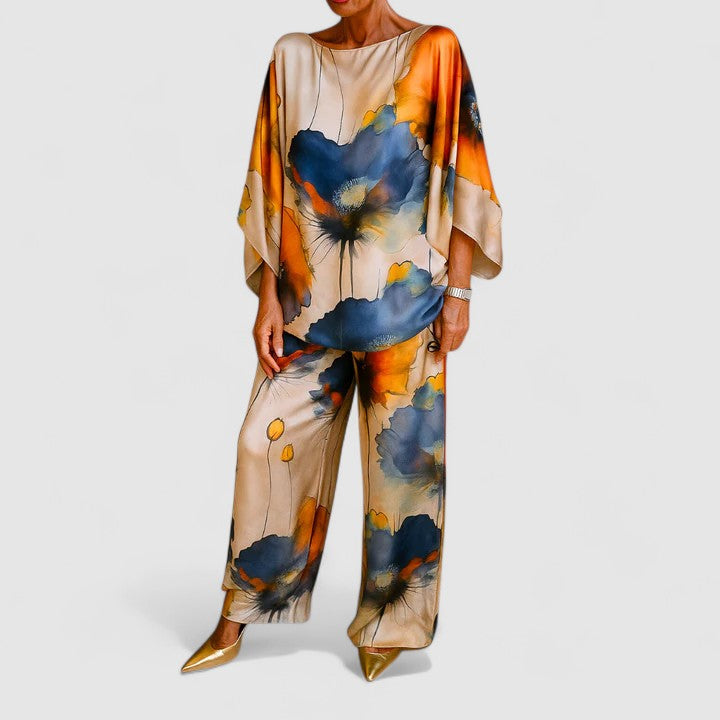 Monica Elegant Two-Piece Set in Navy Blue
