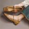 Women's Woven Square-Toe Mary Jane Flats in Apricot