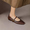 Women's Leather Mary Jane Ballet Flats in Brown