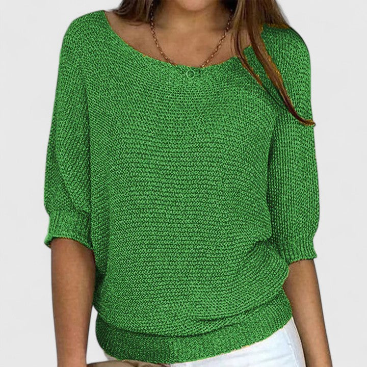 Women's Effortless Knit Sweater in Dark Green