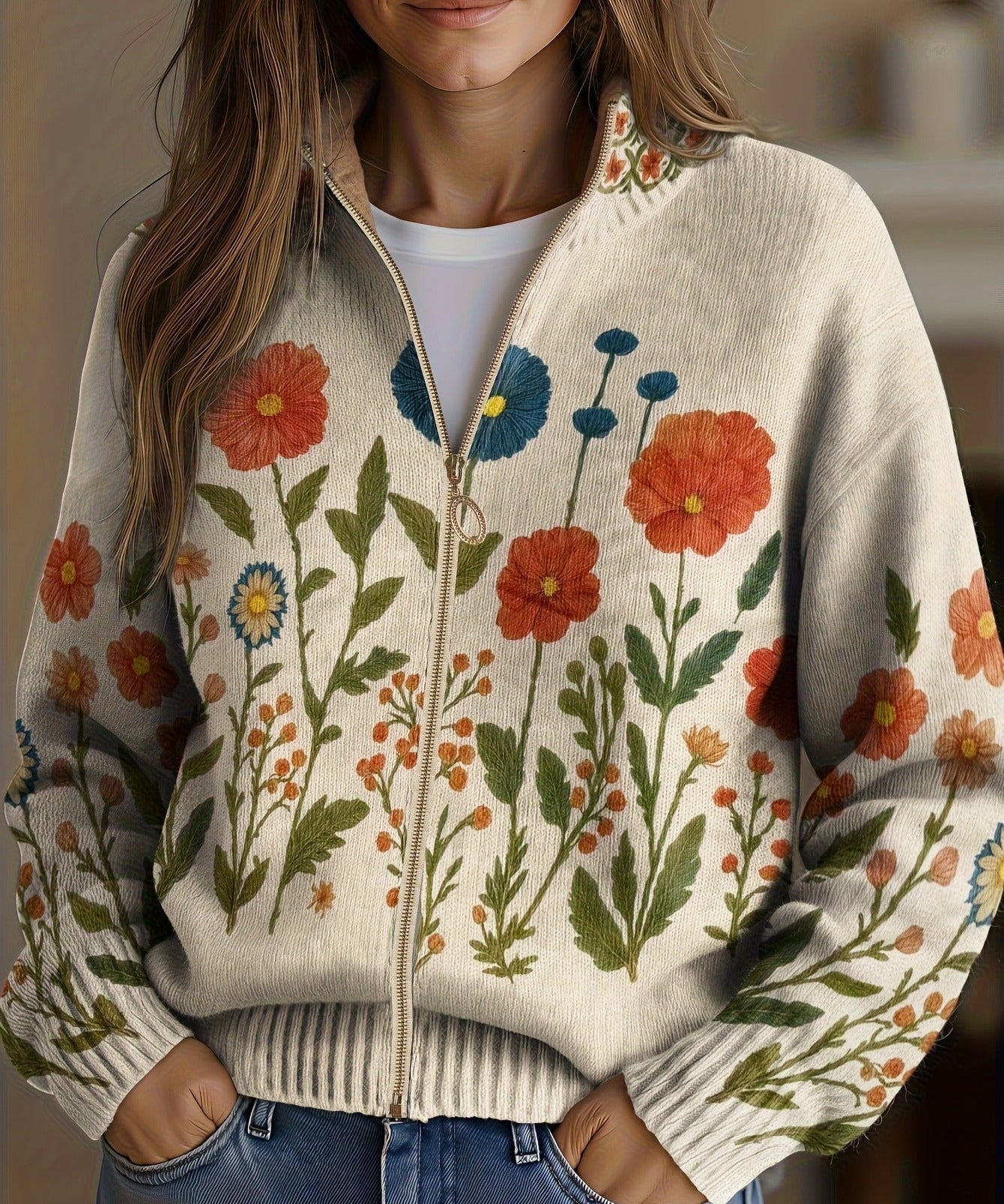 Women's Wildflower Zip Cardigan
