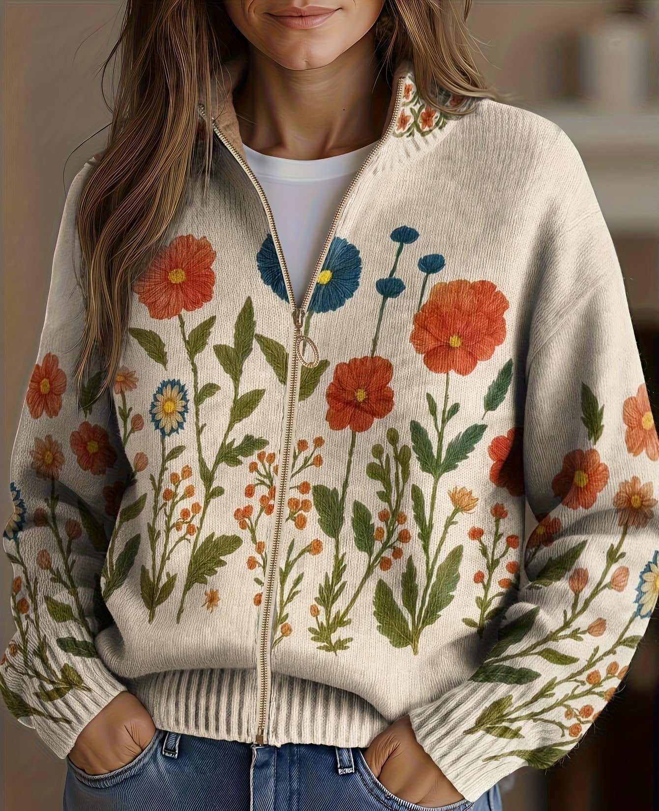 Women's Wildflower Zip Cardigan