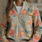 Women's Vintage Floral Zip Cardigan