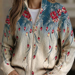 Women's Peacock Floral Zip Cardigan