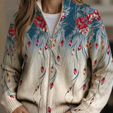 Women's Peacock Floral Zip Cardigan