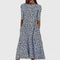 Sarah Elegant Midi Dress in Dark Blue